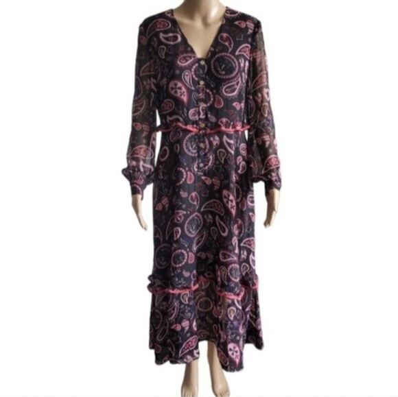 Ted Baker London Colour By Number Limeri V-neck Printed Maxi Dress Size 6 - Picture 1 of 11